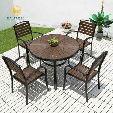 Bàn ghế gỗ ngoài trời, sân vườn