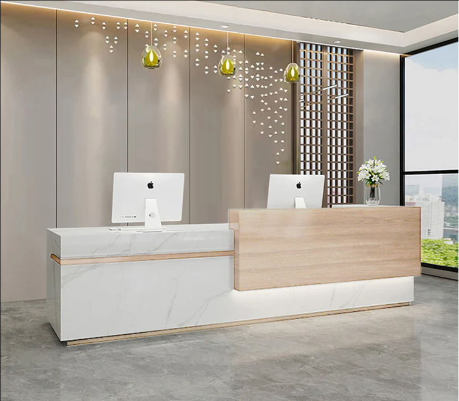 Quầy lễ tân đẹp Sự lựa chọn hoàn hảo cho không gian văn phòng -QLT 004