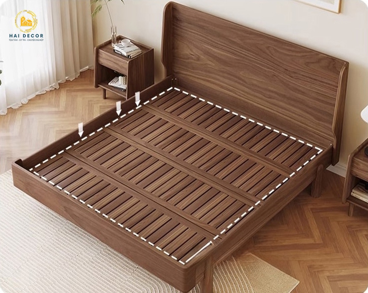 Giường ngủ gỗ óc chó tự nhiên 