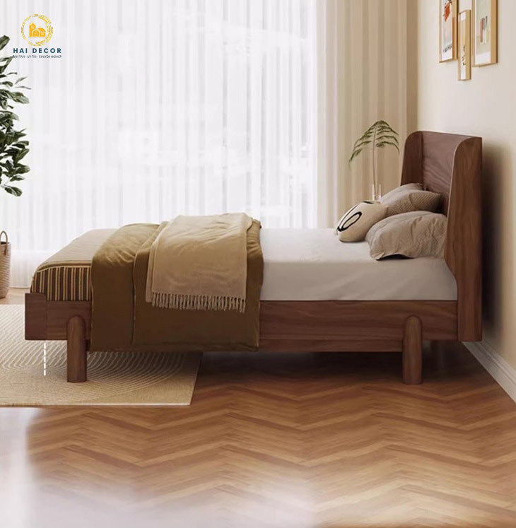 Giường ngủ gỗ óc chó tự nhiên 