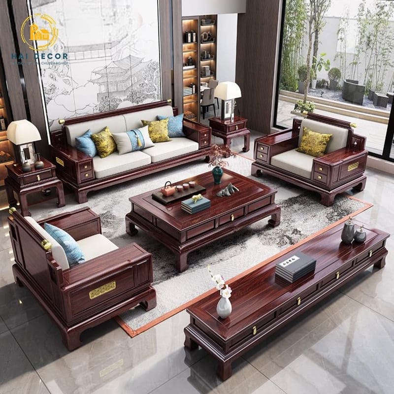 sofa gỗ cho nhà phố