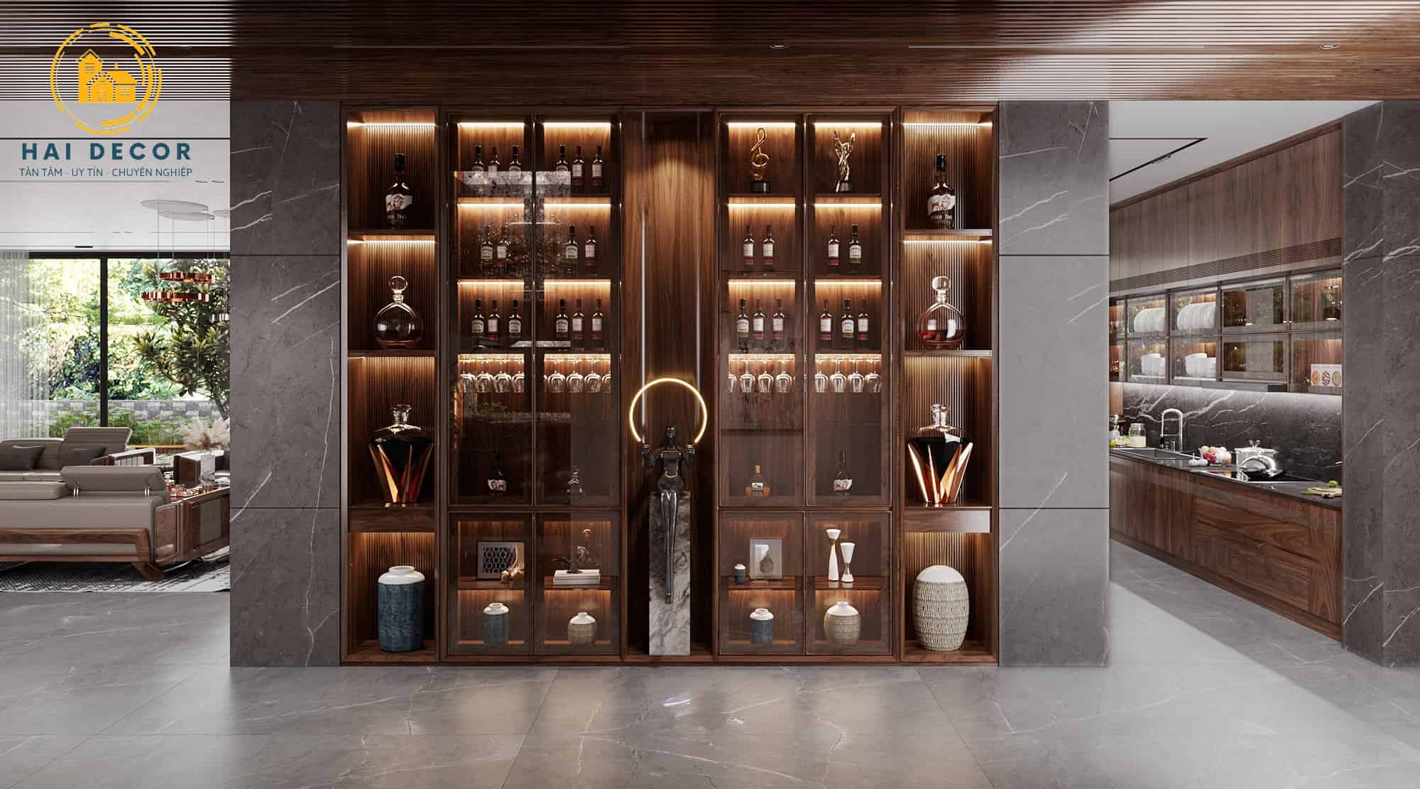 mẫu nội thất gỗ óc chó sang trọng