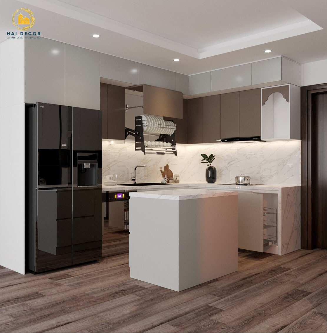 mẫu tủ bếp chữ L đẹp